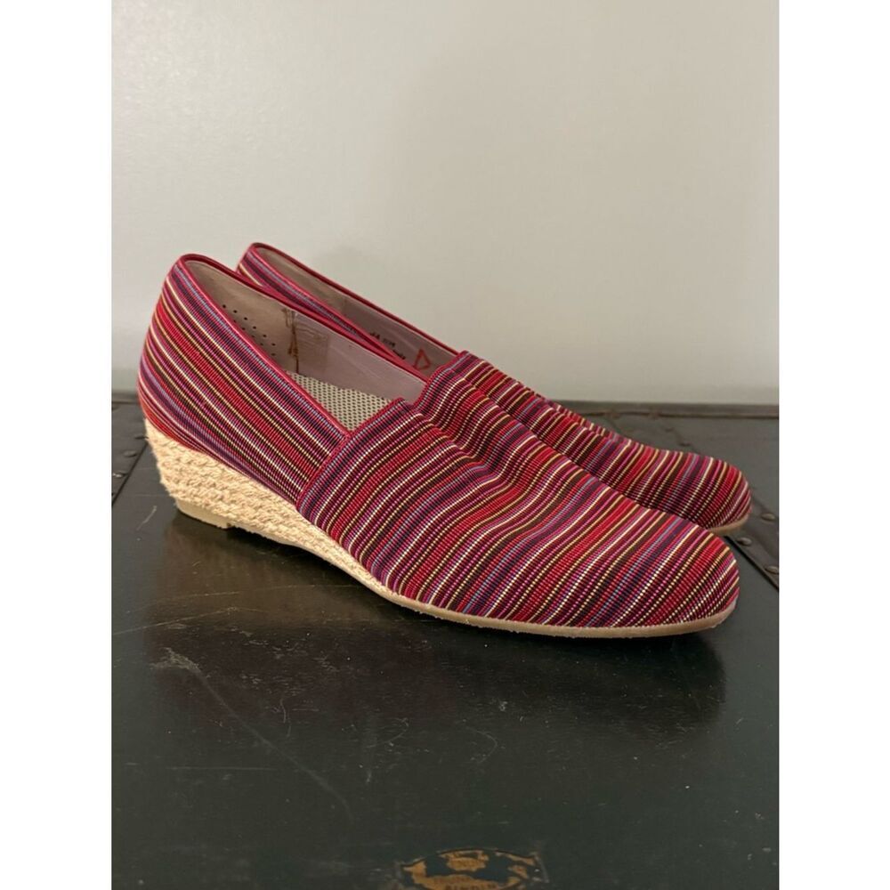 SAS Becky Red Stripe Wedge Jute Wrapped Espadrille 11 made in ITALY